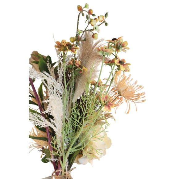 Hand Tied Artificial Flower Bouquet With faux hydrangeas pampas grass cream peac - Picture 14 of 16